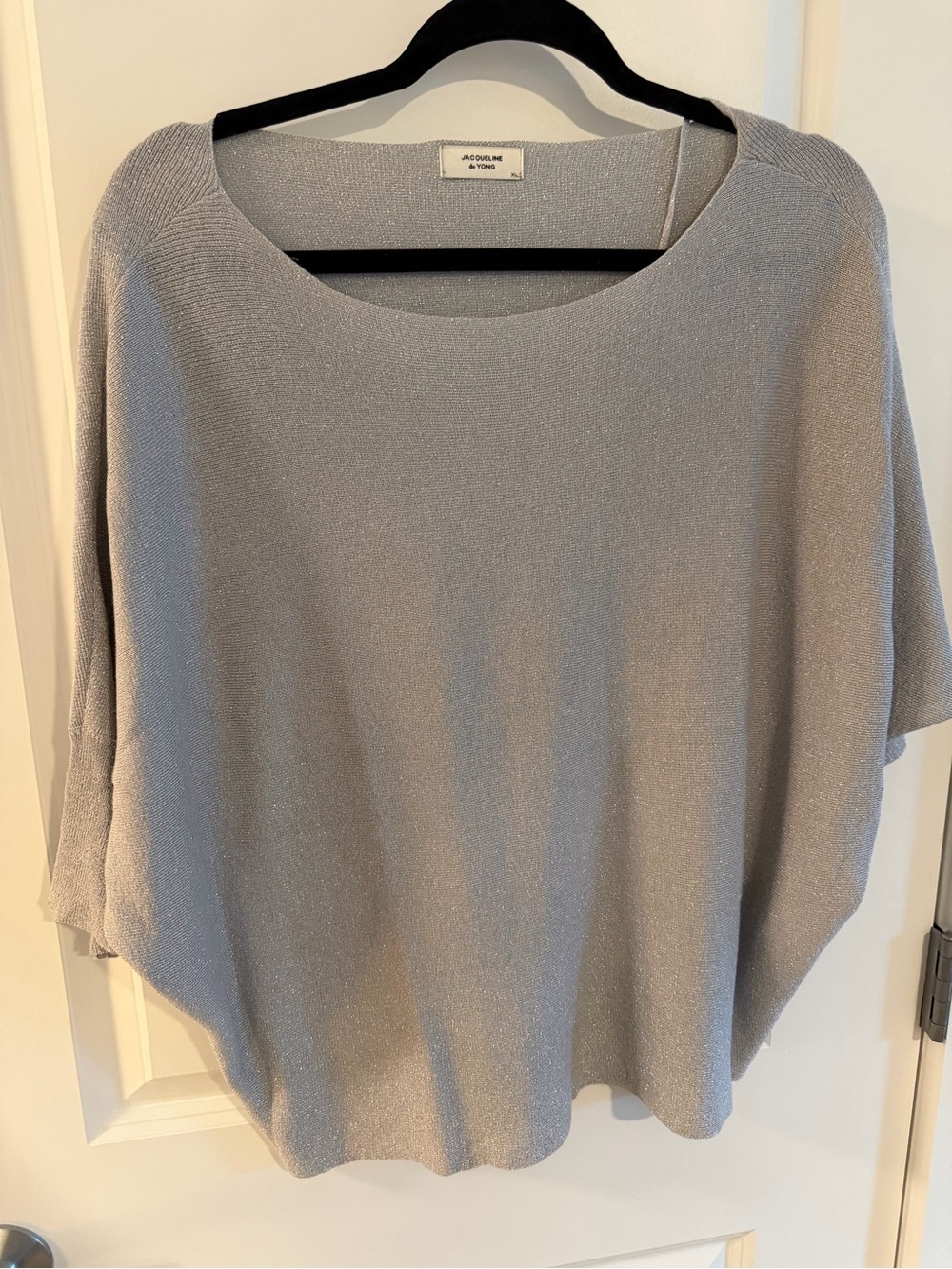 Jacqueline de yong Silver-Gray Shimmery Scoop Neck Sweater Sz XL